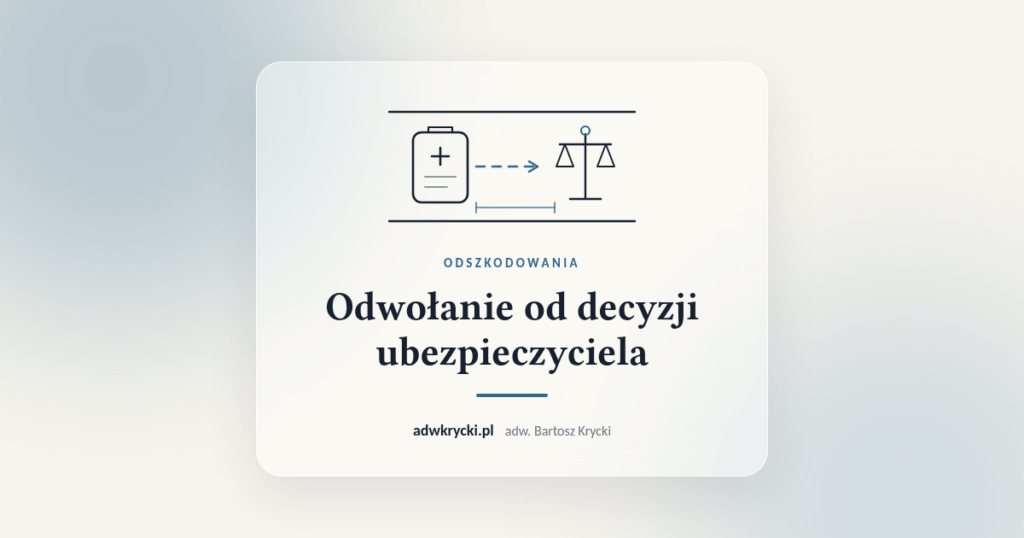 Odwołanie od decyzji ubezpieczyciela. Grafika artykułu adw. Bartosza Kryckiego
