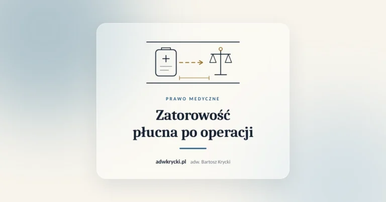 Karta obserwacji pacjenta po operacji, zatorowość płucna i odpowiedzialność szpitala