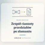 Złamana kończyna w opatrunku i akta sprawy, zespół ciasnoty przedziałów powięziowych jako błąd lekarza