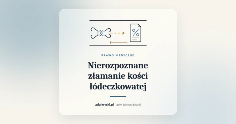 Zdjęcie rentgenowskie nadgarstka, nierozpoznane złamanie kości łódeczkowatej jako błąd lekarza